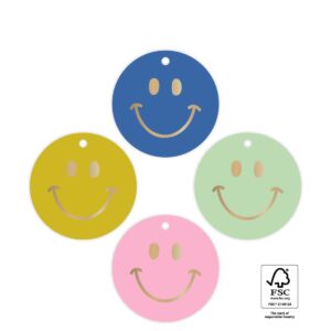 ronde cadeaulabels met smilie gezichten