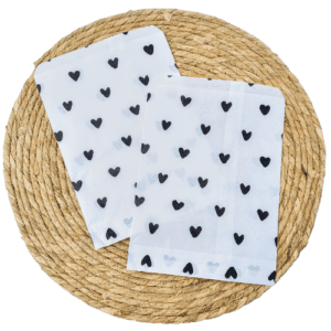 Cadeauzakje<BR>Kraft hartjes<BR>L - 5 stuks