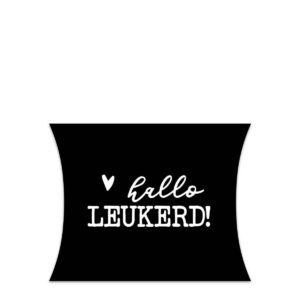 zwart gondeldoosje met opdruk hallo leukerd