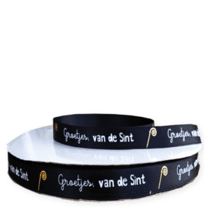Luxe Satijnlint<BR>Groetjes van de sint<BR>15mm x 2 meter