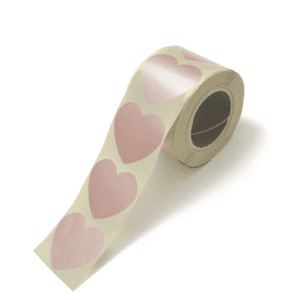 Stickers<BR>Metallic roze hartjes<BR>10 stuks