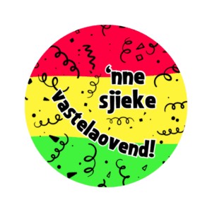cadeausticker rood geel groen 'nne sjieke vastelaovend